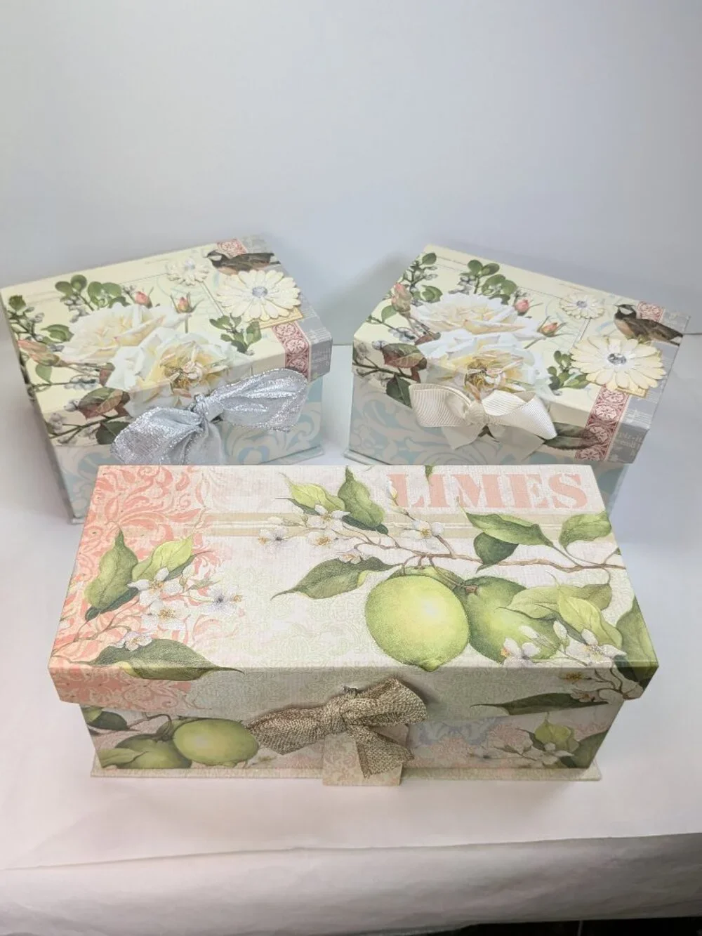Susan Winget Lime & Tina Higgins Rose Decorative Magnetic Gift Box Bundle